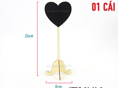 Standee bảng đen viết phấn để bàn trái tim chân sóng [Tháo lắp - cao 20cm] BANGDEN-14